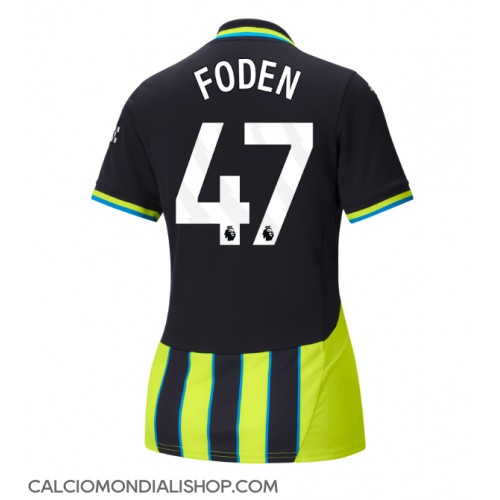 Maglie da calcio Manchester City Phil Foden #47 Seconda Maglia Femminile 2024-25 Manica Corta